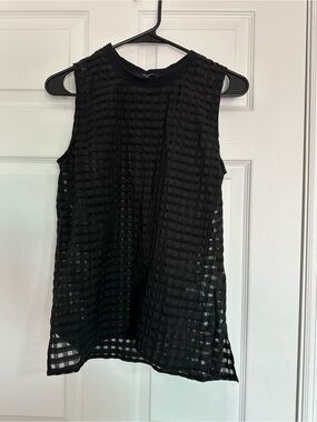 Madewell Black Sheer Check Tank Top